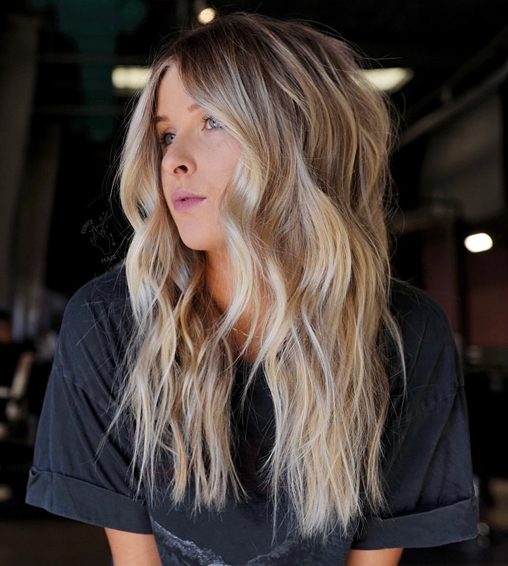 Long Bronde Waves with Dimensional Silver Highlights