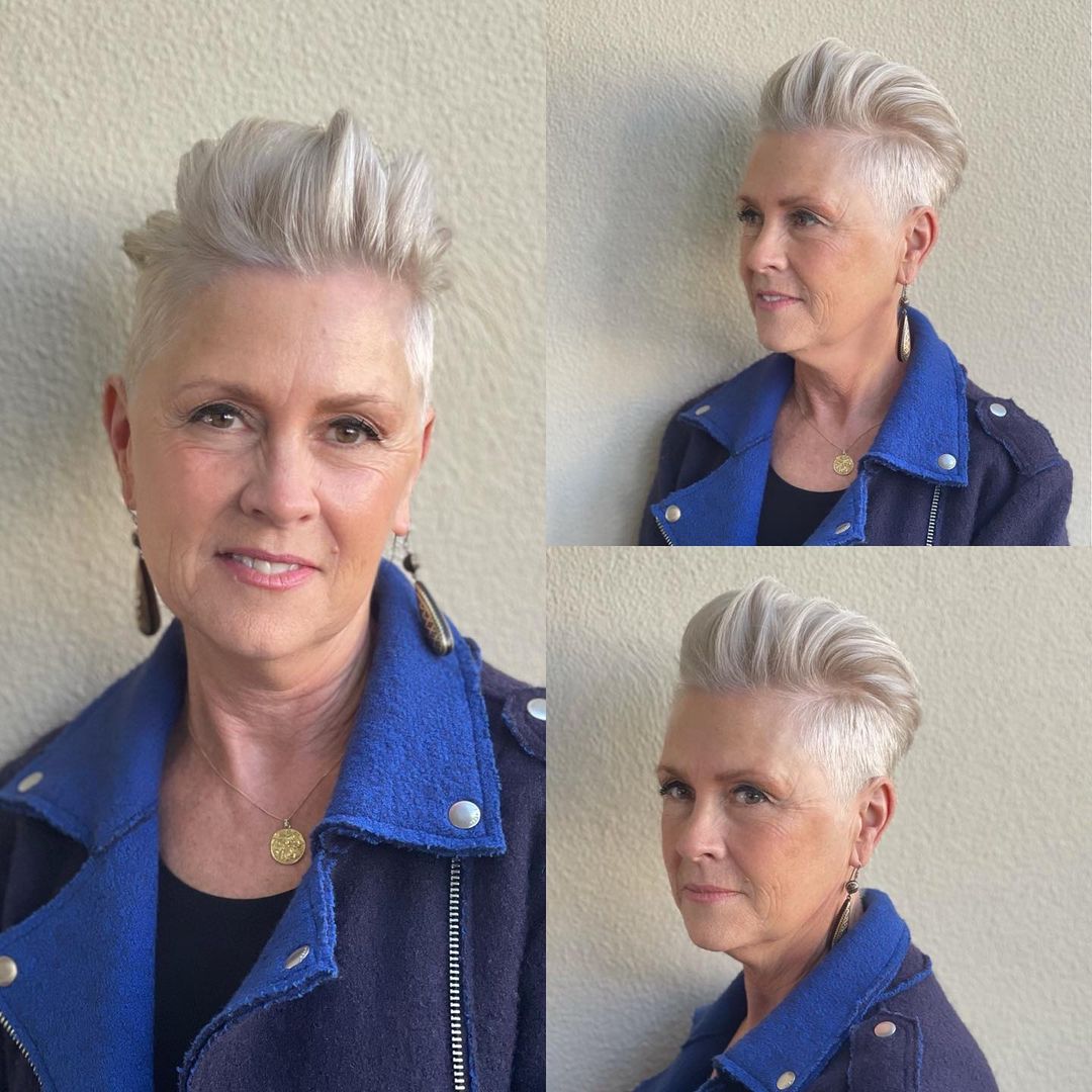 Silver Pompadour with Undercut Over 60