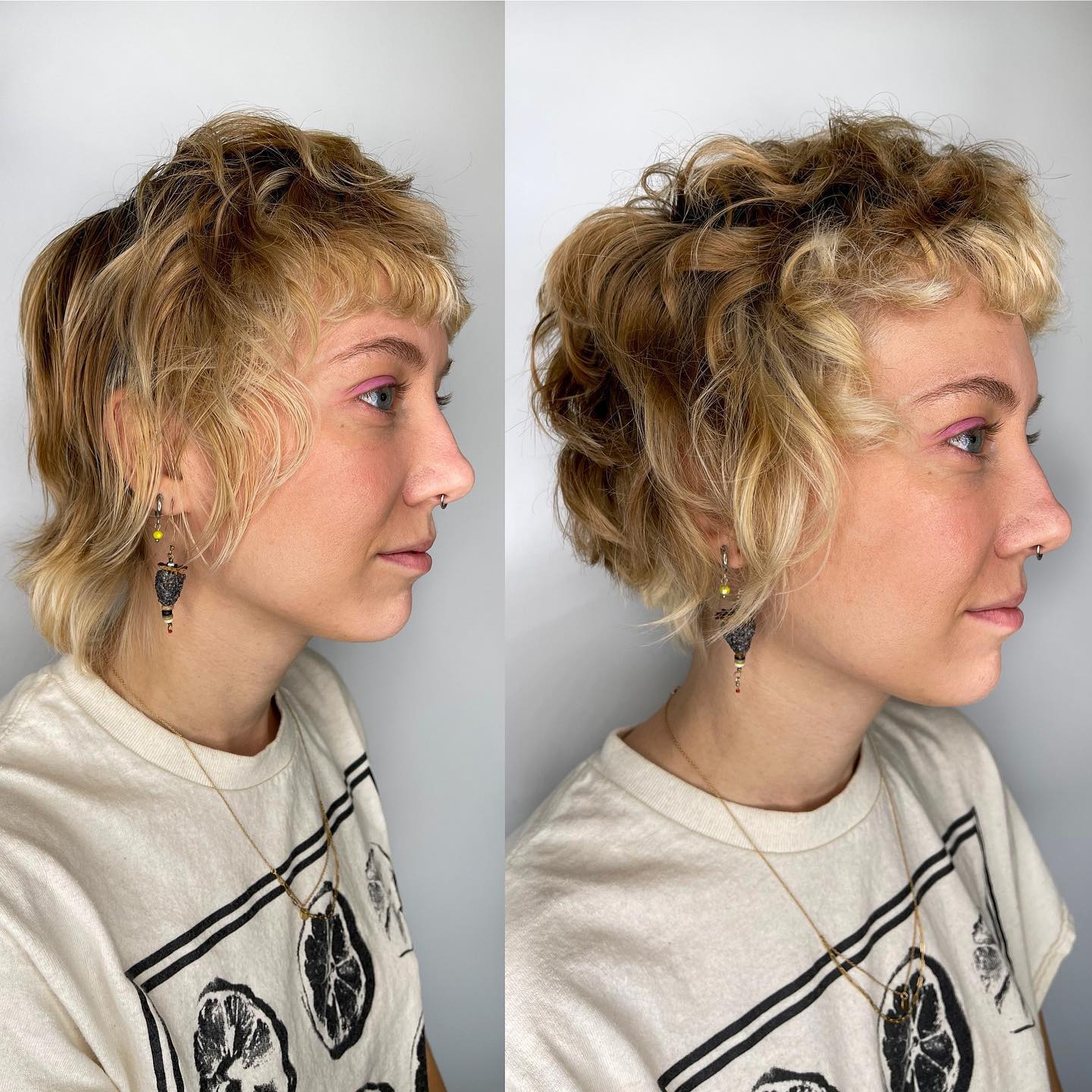 Short Curly Messy Cut with Micro Bangs