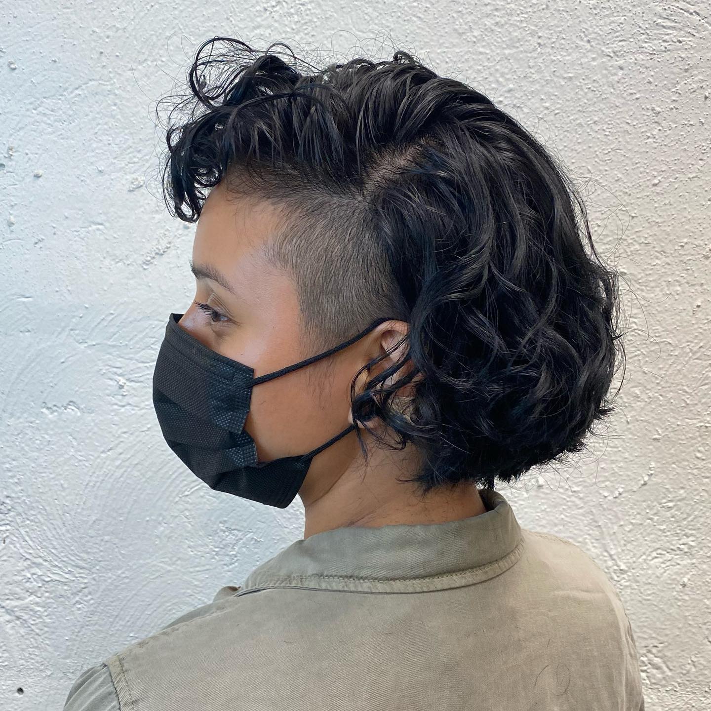 Thick Wavy Bob with Side Undercut