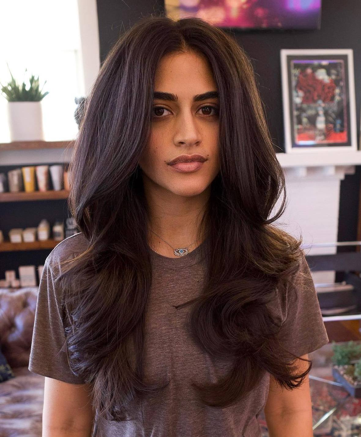 Long Thick Haircut with a Middle Part