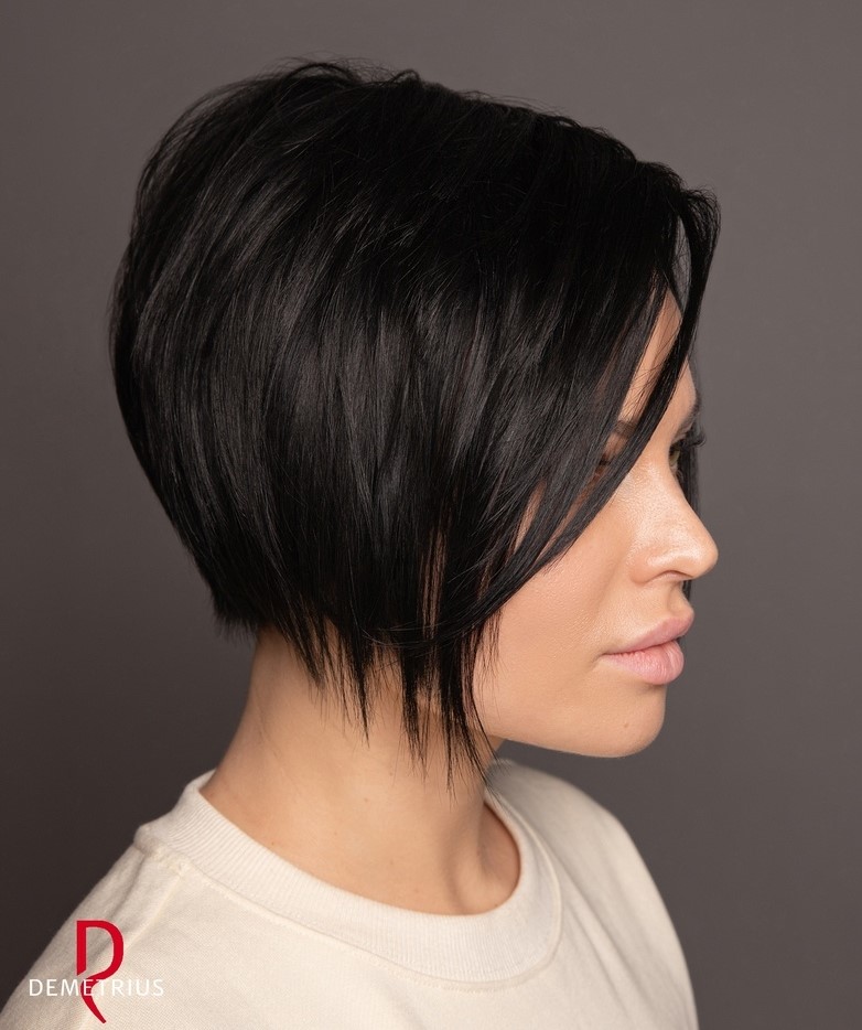 Slim Cropped Razored Black Bob