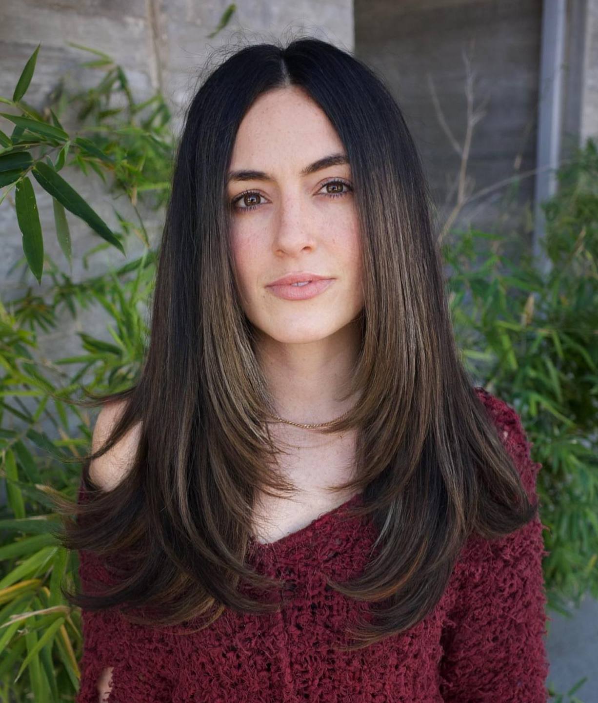 Thick Long Straight Hair with Feathered Ends