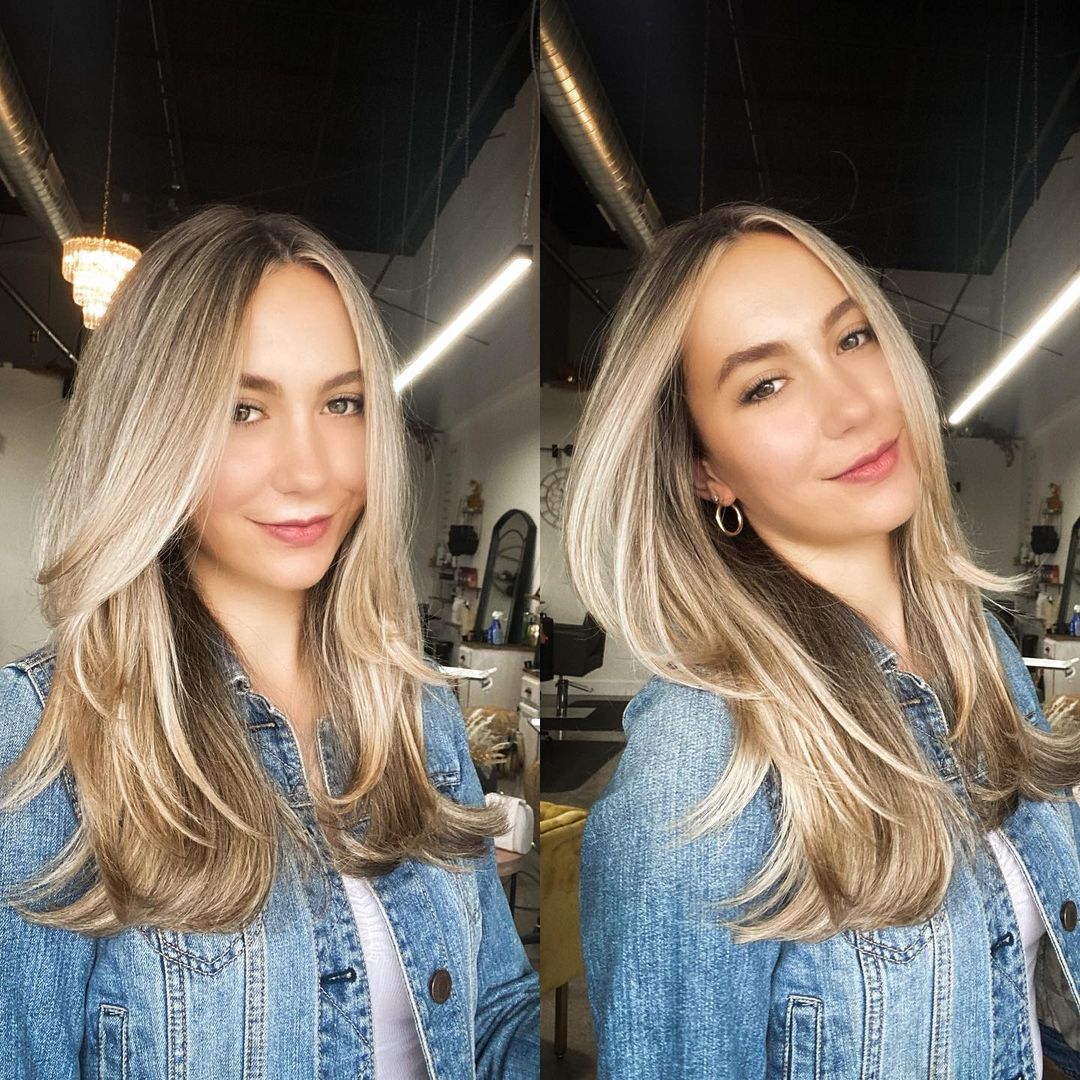 Long Hair with Step Layers and Balayage