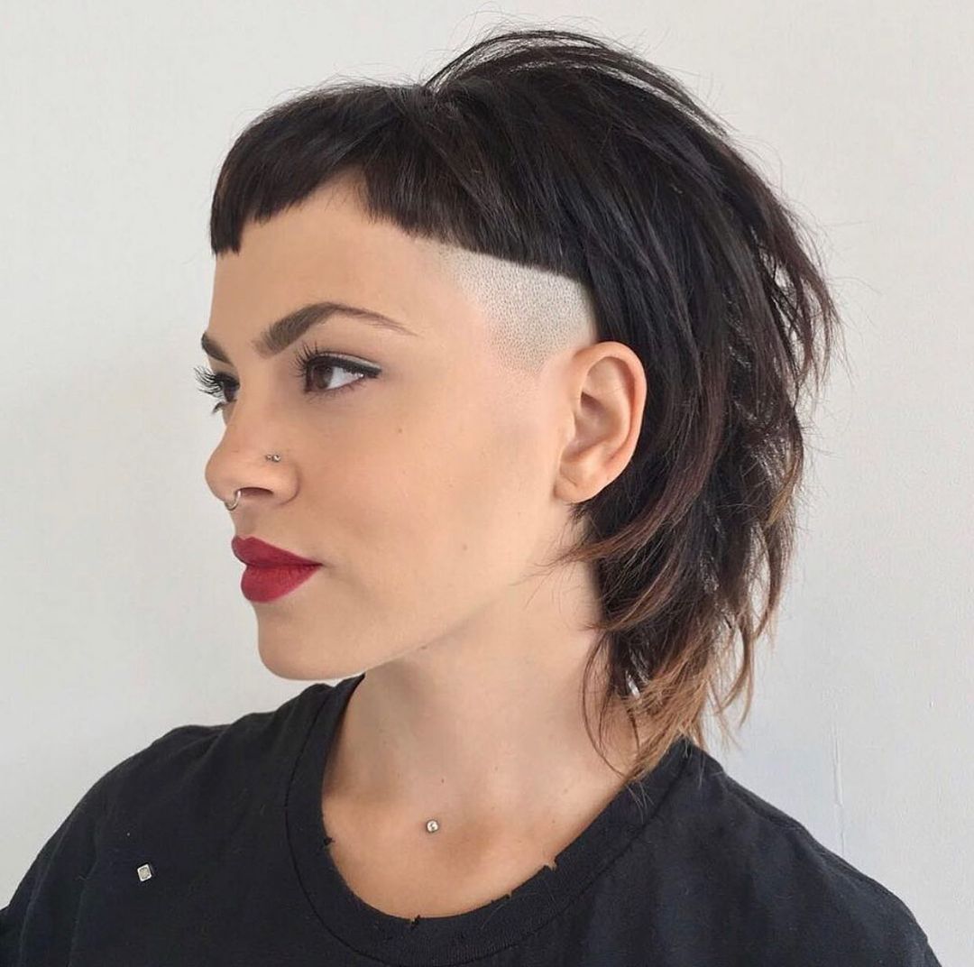 Feathered Mullet with Shaved Sides